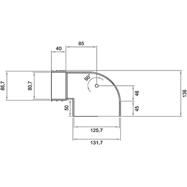 Wavin Ventiza terminal 90 grados PVC redondo 125x80x50 mm M/M