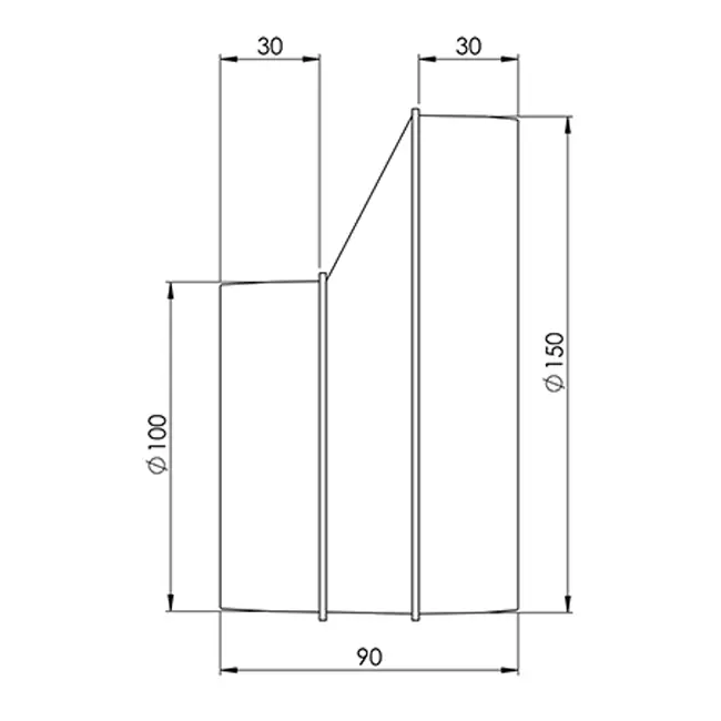 Europlast reductor redondo de plástico 150 mm a 100 mm - AP150-100