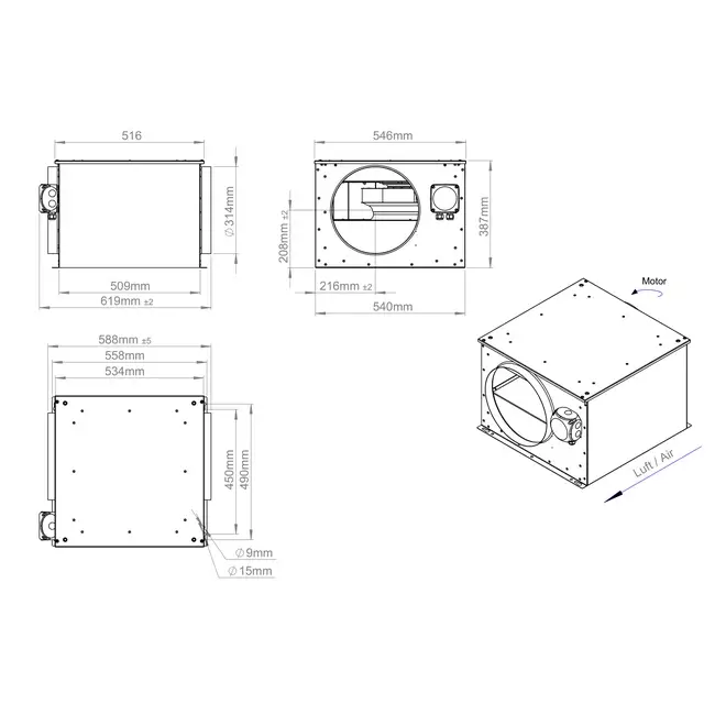 Ventilador tubular 315 mm aislado - ISORX 315 EC K 01