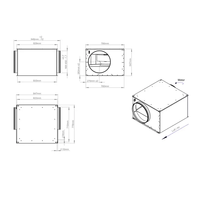 Ventilador tubular aislado 450 mm - ISOR 450 EC K 01