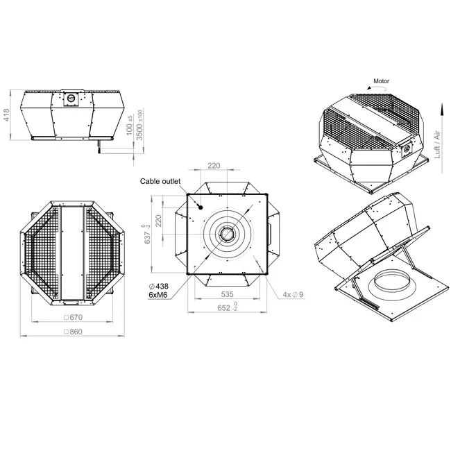 Control de presión constante vertical del ventilador de techo - DVA 450 EC O CRK 02