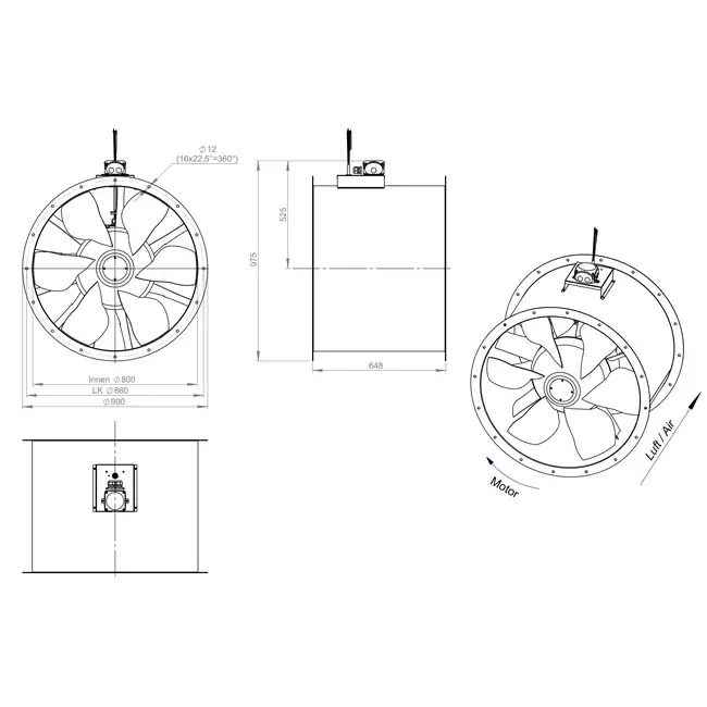 Ventilador axial de 800 mm - AL 800 D4 02 CFG