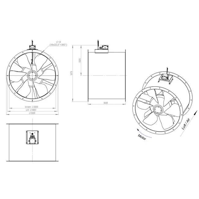 Ventilador axial de 800 mm - AL 800 D6 01 CFG