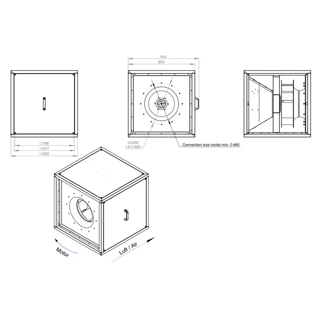 Caudal de aire exterior del motor del ventilador de caja - MPC T 560 EC K01
