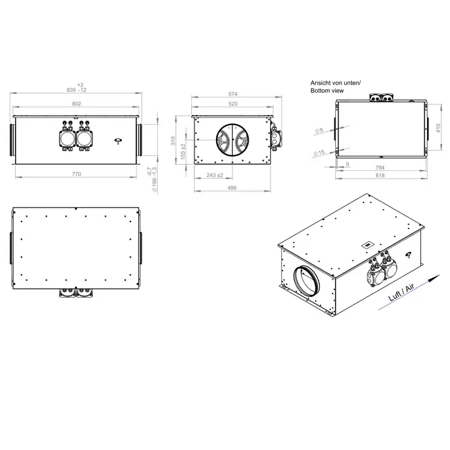 Ventilador tubular 200 mm aislado de bajo consumo - EM DUO 200 EC K 01