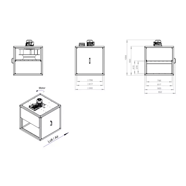 Motor ventilador de caja flujo lineal exterior - MPC TI 560 EC K01