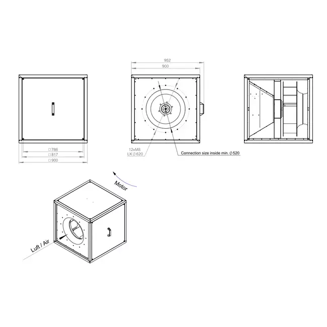 Caudal de aire exterior del motor del ventilador de caja - MPC T 630 EC K01