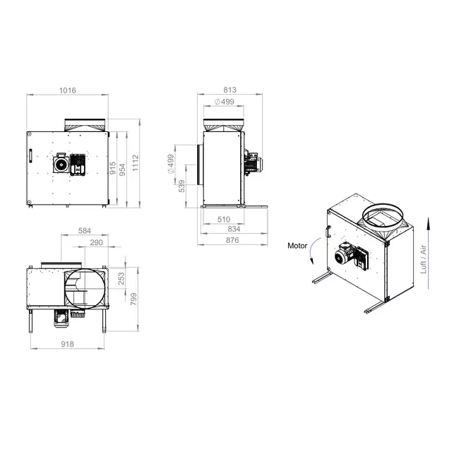Caudal de aire exterior del motor del ventilador de caja - MPS 560 EC I K 01