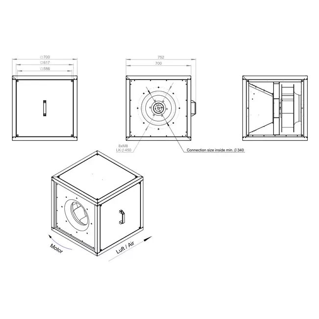 Caudal de aire exterior del motor del ventilador de caja - MPC T 450 D4 K01
