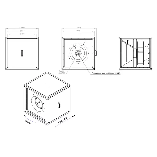 Caudal de aire exterior del motor del ventilador de caja - MPC T 560 D4 K01
