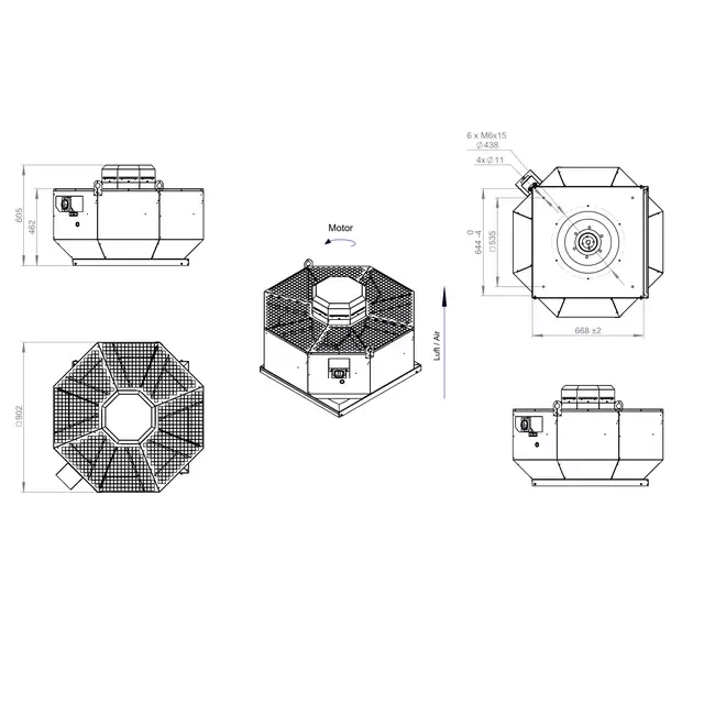 Ventilador de tejado vertical metálico - DVL 450 D4 RK 02