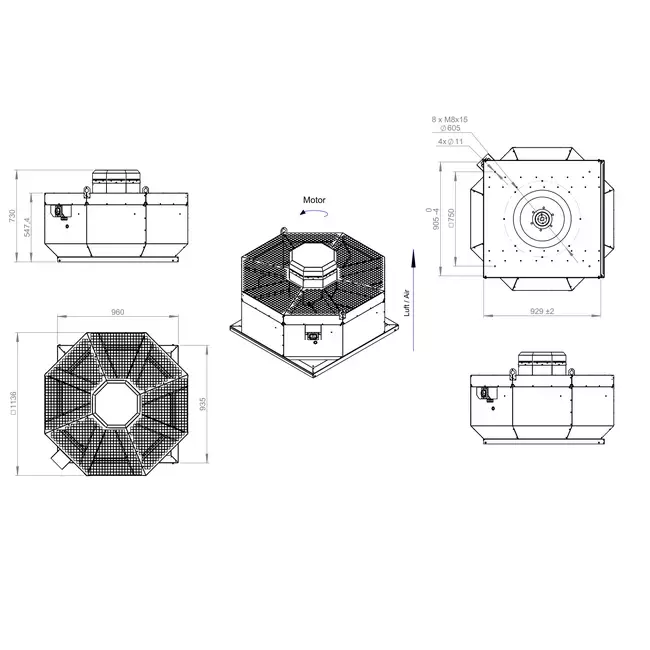Ventilador de tejado vertical metálico - DVL 560 D4 RK 02