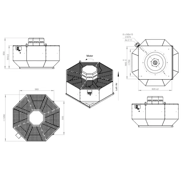 Ventilador de tejado vertical metálico - DVL 710 D6 RK 01