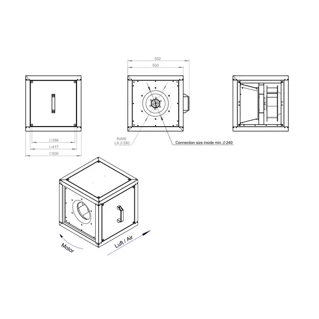 Caudal de aire exterior del motor del ventilador de la caja - MPC T 280 D2 I K 01