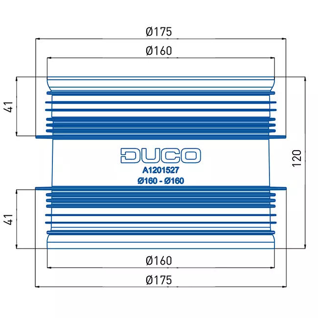 Conector Duco con goma D160-D160 (M/M)