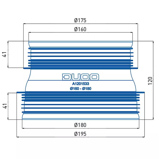 Conector Duco con goma D160-D180 (M/M)