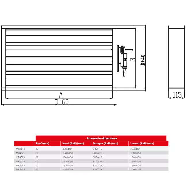 Compuerta Maxivent con actuador para MR4565 horizontal izquierda - DAL
