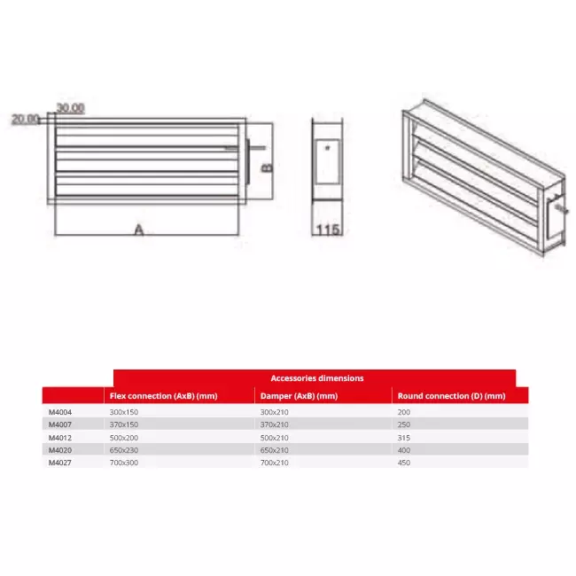 Compuerta Maxivent con actuador para M4007 horizontal izquierda - DAL