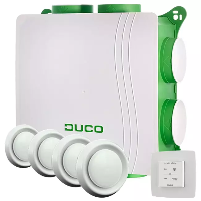 DucoBox Silent 2.0 400 m³/h + control RF + 4 válvulas - tapón de seguridad