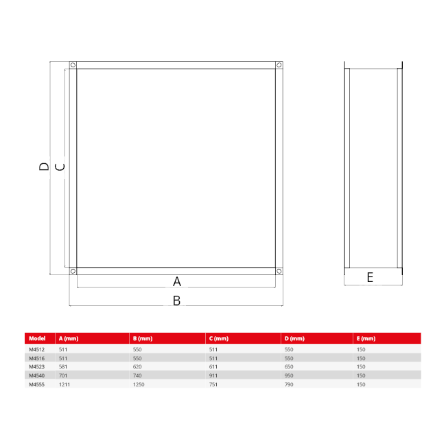Pieza de conexión rectangular flexible Maxivent para perfil horizontal/bajo M4555 - FC