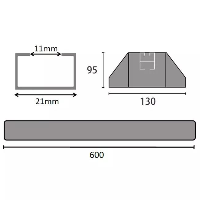 Barra de montaje ClimaConnect de caucho antivibraciones 600 mm