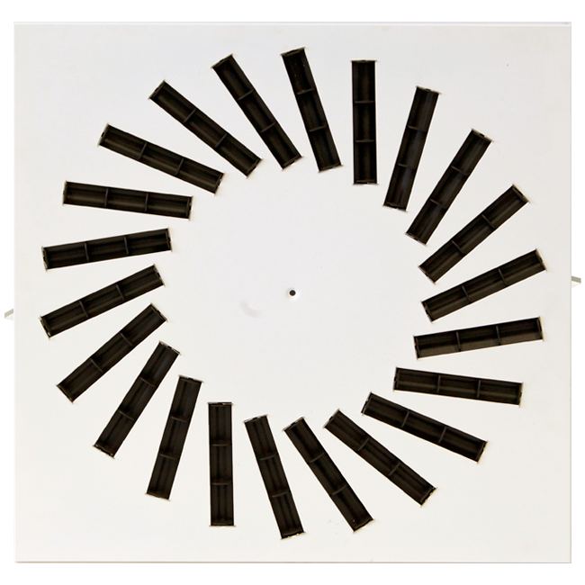 Difusor rotacional de acero con deflectores regulables - 400x400 mm - RAL 9010