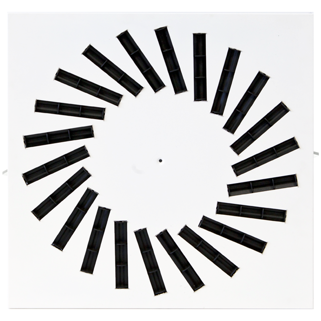 Difusor rotacional de acero con deflectores regulables - 500x500 mm - RAL 9016