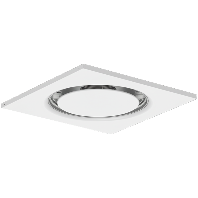 Difusor de techo redondo de acero para impulsión y retorno 595x595 mm - 250 mm - RAL 9016