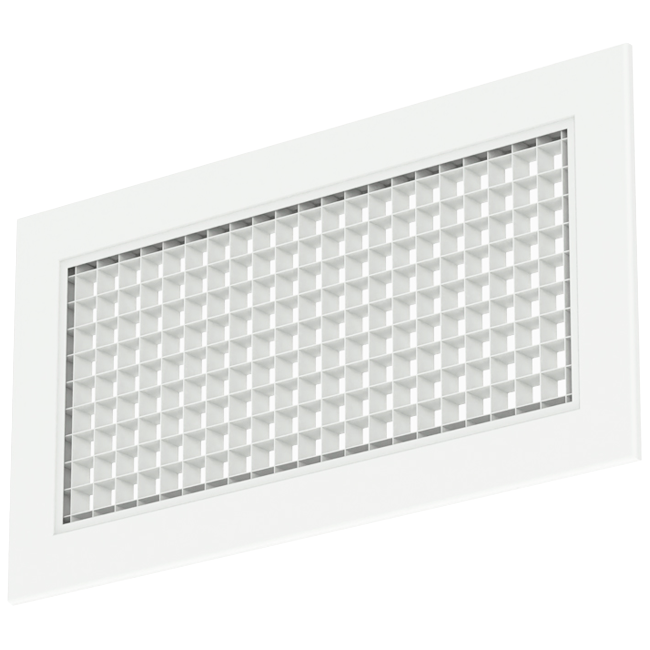 Rejilla mural de aluminio con rejilla fija - con muelles de fricción - 200x100 mm - RAL 9016
