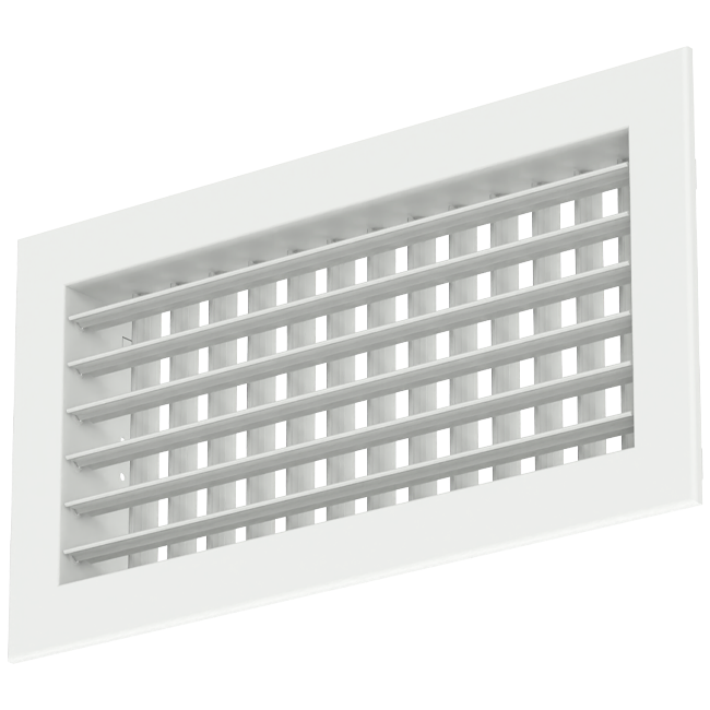 Rejilla mural doble regulable de aluminio con compuerta de regulación - con muelles de fricción - 600x300 mm - RAL 9016
