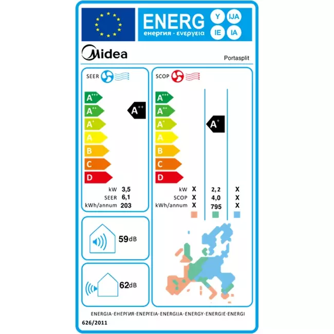 Aire acondicionado split móvil Midea Portasplit 3,5 kW