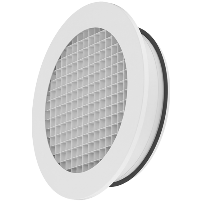 Rejilla de pared circular de aluminio con rejilla fija - 200 mm - RAL 9003