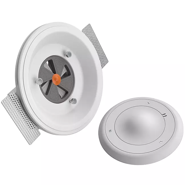 Válvula de ventilación redonda sin marco Ergovent, de 100 mm, para empotrar, con efecto Coanda