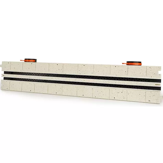 Rejilla lineal sin marco de Ergovent, empotrable, de 1050 mm con diámetro de conexión de 75 mm - modular - 2 ranuras