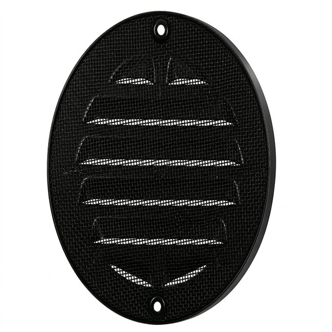 Rejilla exterior redonda 125 mm aluminio - RAL9005 30% brillo