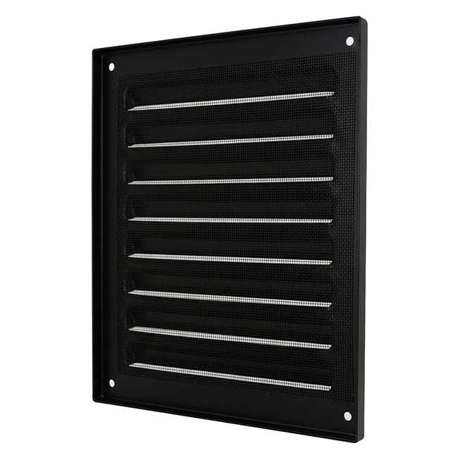 Rejilla exterior cuadrada 200x200 mm aluminio - RAL9005 30% brillo