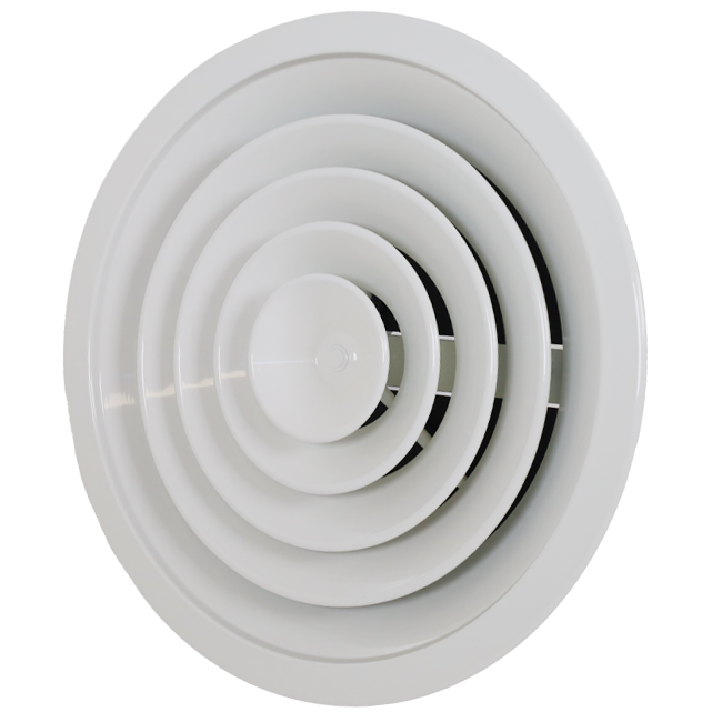 Rejilla de techo redonda con diseño fijo, Ø 250 mm - RAL9010