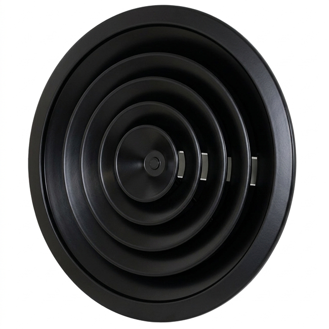Difusor de techo redondo con motivo fijo Ø 150 mm - RAL9005 30% brillo