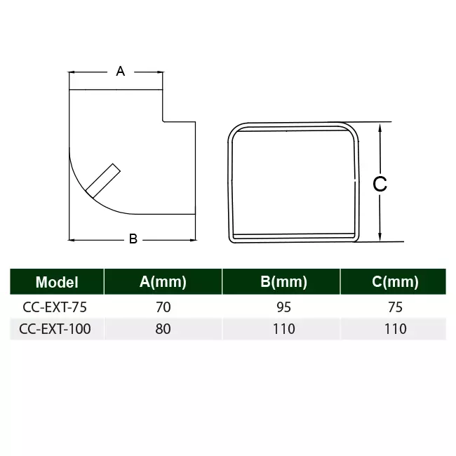 Codo exterior ClimaConnect para conducto de montaje 75 mm - RAL 9010