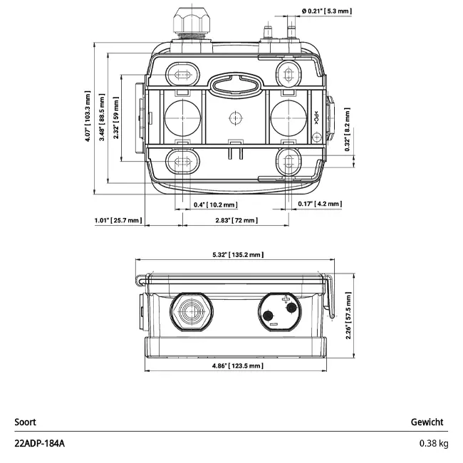 Sensor de presión diferencial Belimo de hasta 2500 Pa con calibración automática de cero - 22ADP-184A