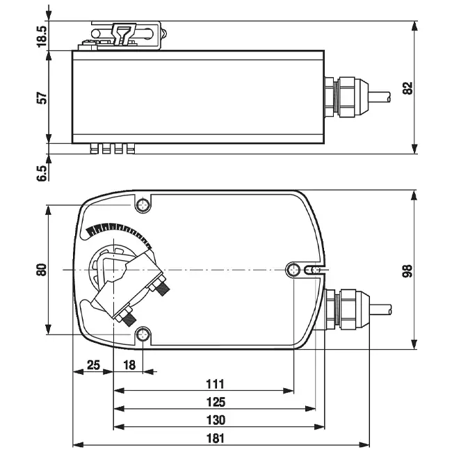 Actuador de válvula rotativa Belimo con retorno por muelle 24V - abrir/cerrar - 4 Nm - LF24