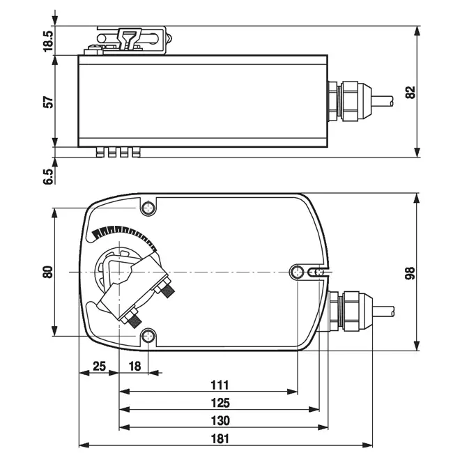 Actuador de válvula modulante Belimo con retorno por muelle 24V - 2-10V - MP-Bus - 4 Nm - LF24-SR