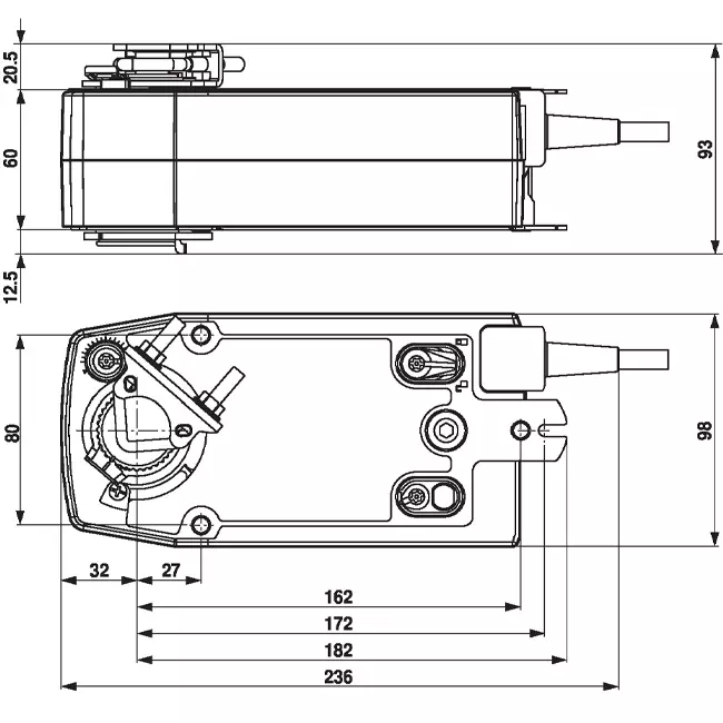 Actuador de válvula modulante Belimo con retorno por muelle 24V - 2-10V - 10 Nm - NF24A-SR