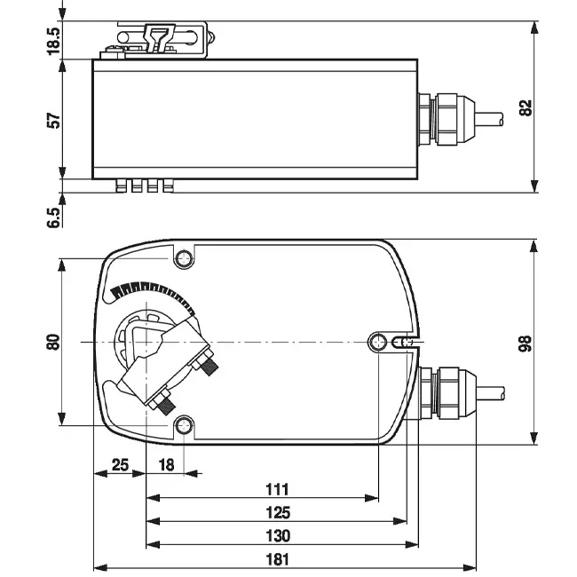 Actuador de válvula rotativa Belimo con retorno por muelle 100-240V - abrir/cerrar - 4 Nm - LF230