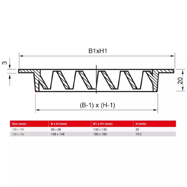 Rejilla exterior aluminio 100x100 mm - Aluminio