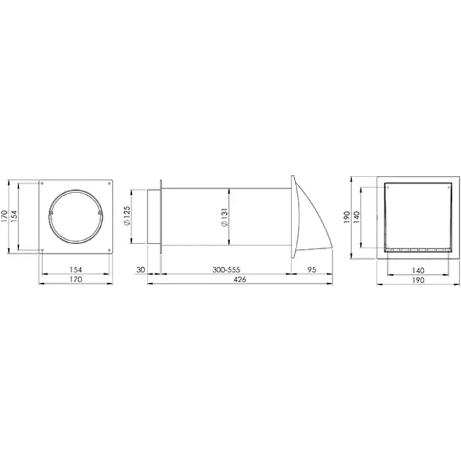 Pasamuros de ventilación SPK3 Ø125mm con válvula de no retorno