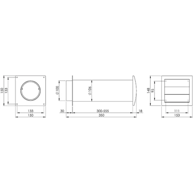 Pasamuros de ventilación SPK4 Ø100mm con lamas móviles