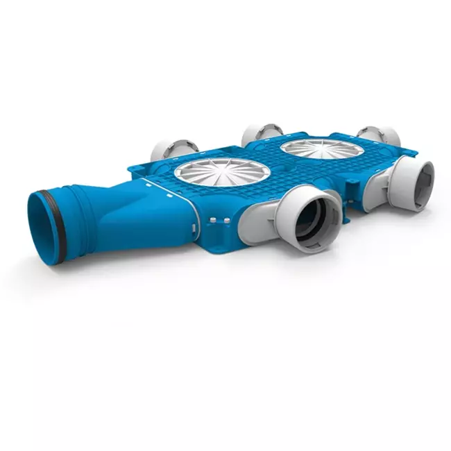 Colector compuesto Vent-Axia Uniflexplus 5x Ø90mm con boquilla horizontal Ø125mm
