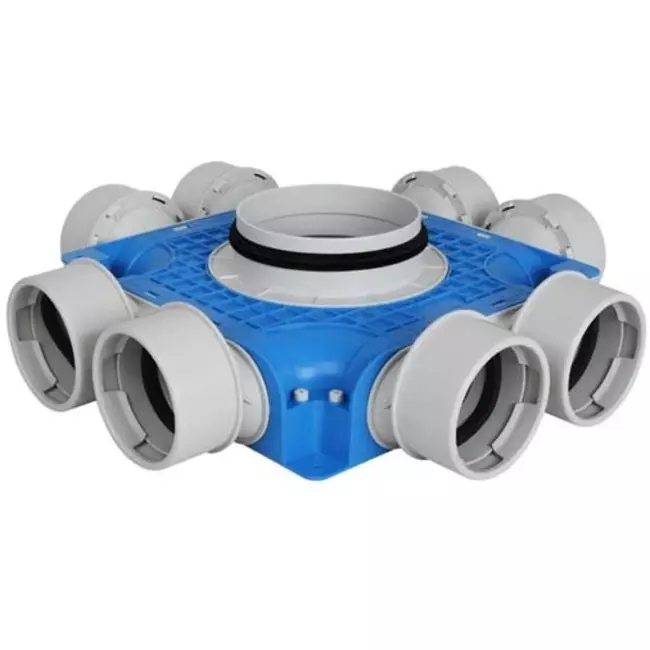 Caja de subdistribución de ventilación Vent-Axia Uniflexplus 8x Ø90 mm con boquilla Ø160 mm