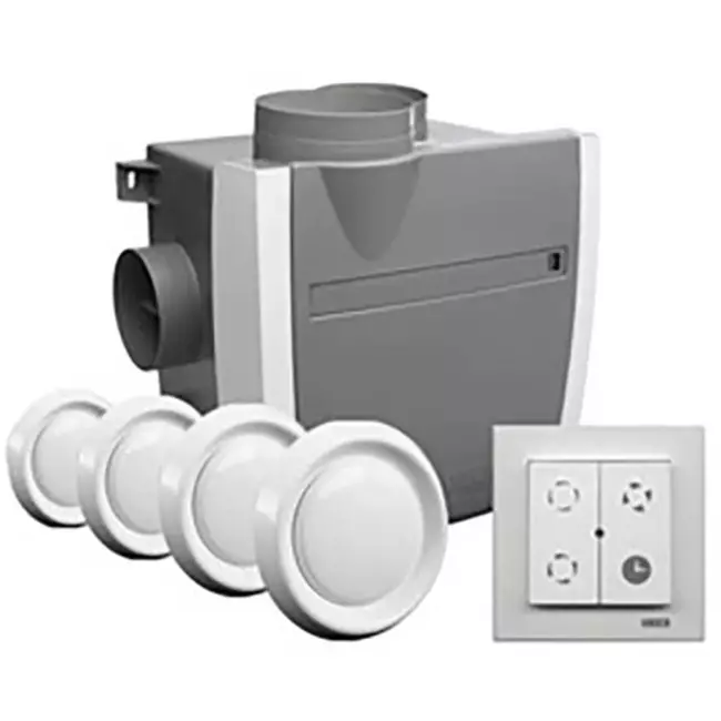 Paquete Vasco C400 Basic RF LE 400 m³/h + sensor de humedad + control RFT + 4 válvulas